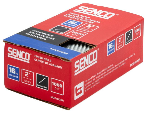 SENCO M001005R 2" 16 Gauge Straight Finish Nails, Galvanized Finish 1,000 Count Pack
