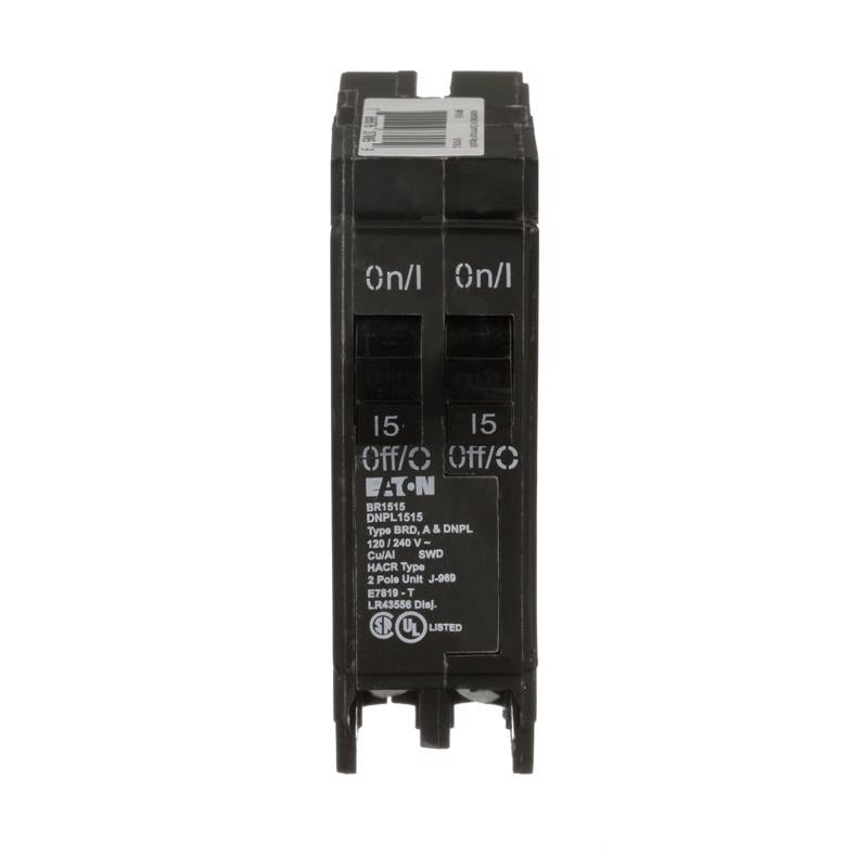EATON CORPORATION Eaton Br1515 Single Pole Tandem Circuit Breaker, 120V, 2-15-Amp, Pack of 1, No Color