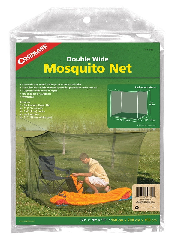Coghlan's Mosquito Net, Backwoods, Olive Green, Double Wide / 240-mesh (9765)