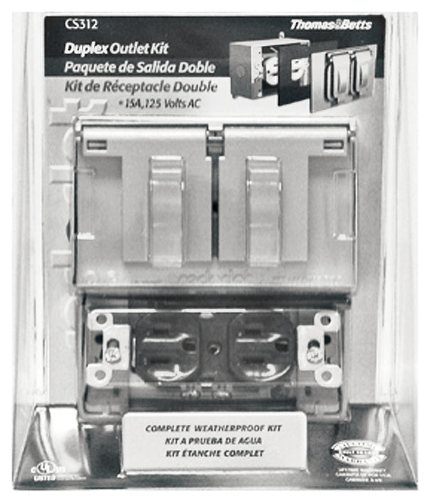 Thomas & Betts CS312WH Red Dot Single Gang Duplex Outlet Kit, White S312WHE