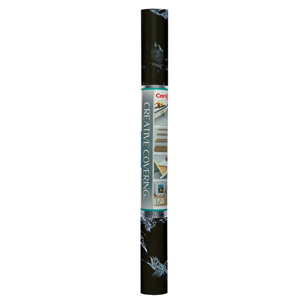 Con-Tact Brand Creative Covering, Self-Adhesive Shelf and Drawer Liner, Multi-Purpose Vinyl Roll, Easy to Use and Apply | Peel & Stick, 18'' x 9', I Marble Black 09F-C9843-12