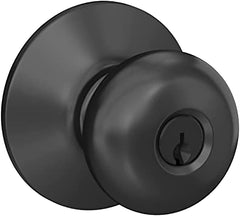 SCHLAGE F-Series Plymouth Matte Black Entry Knobs Right or Left Handed F51AVPLY622