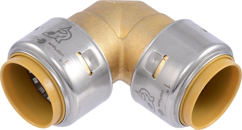 SharkBite Max 1 x 1 in PTC 90-Degree Elbow, Push-to-Connect Brass Plumbing Fitting, UR260A