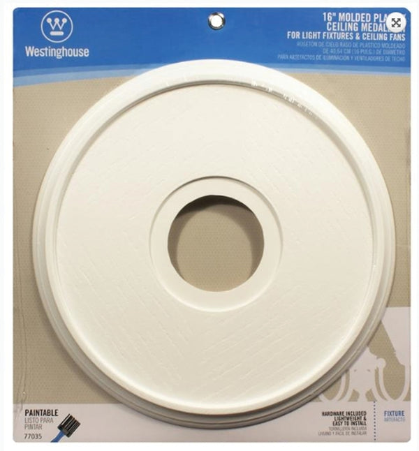 Westinghouse Lighting 77035 7703500 Lighting Ceiling Medallions, Molded Plastic, 16 Inch Dia, 15-3/4", White Finish