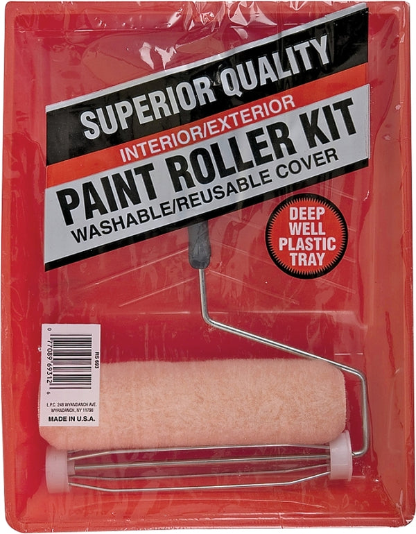 Linzer RS 693 0900 Rs693 Roller and Tray Kit, 3 Pieces, for Use with All Paints, Plastic, 3/8" x 9"