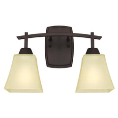 Westinghouse 6307400 Midori Two-Light Indoor Wall Fixture, Finish Linen, Oil Rubbed Bronze - Amber Glass