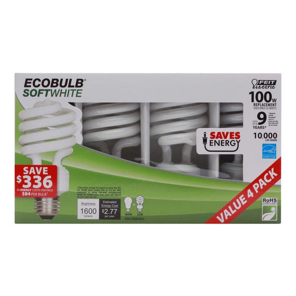 Feit Electric 23W Twist Light Bulbs 1 Box (4 Bulbs) ESL23TM/4/RP