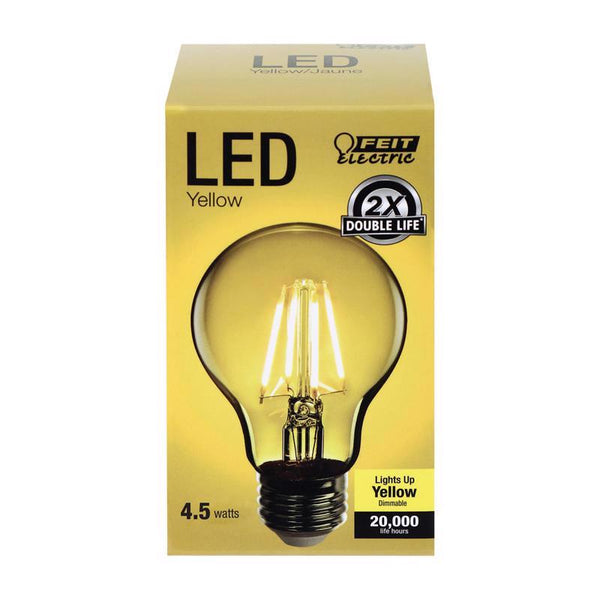 FEIT Electric Filament A19 E26 (Medium) LED Bulb Yellow 30 Watt Equivalence 1 pk A19/TY/LED
