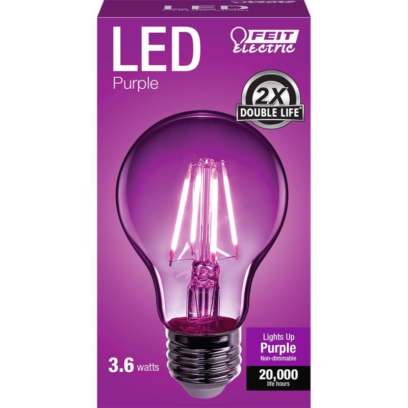 Feit Electric A19 (A19/TP/LED) Purple Filament LED 25W, A19 2.38" D x 4.44" H