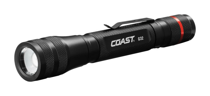 Coast G32 465 Lumen Flashlight with Pure Beam, Twist Focus and Bulls-Eye Spot Beam, Black