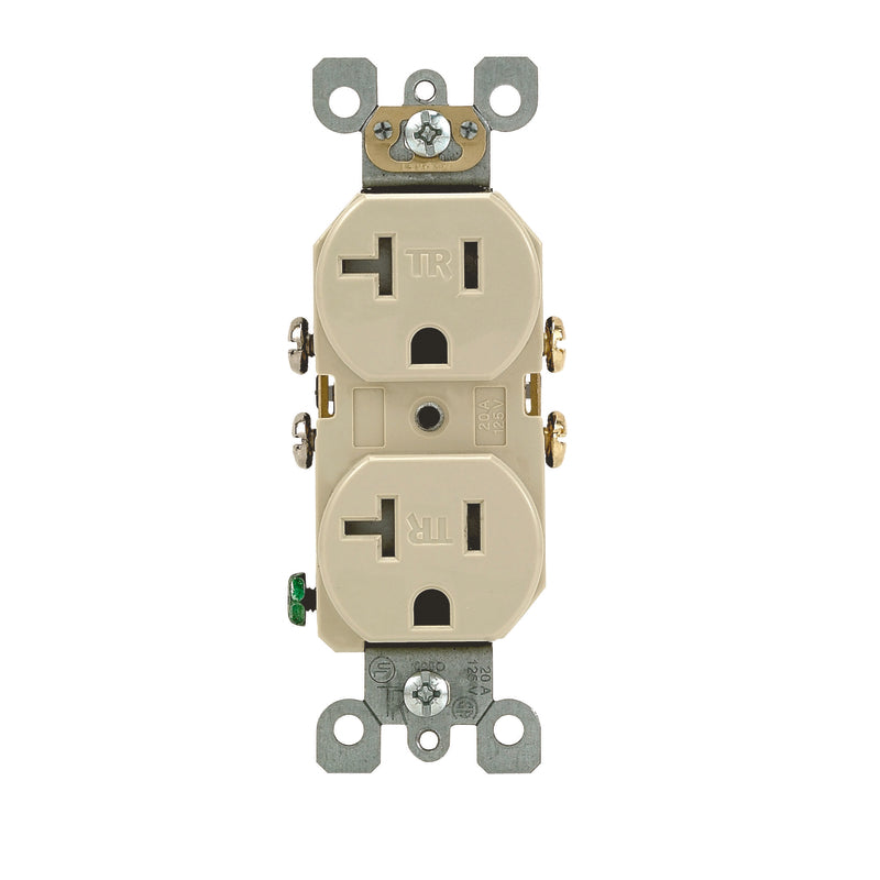 Leviton 20 Amp Tamper-Resistant Duplex Outlet, T5820-I, Ivory