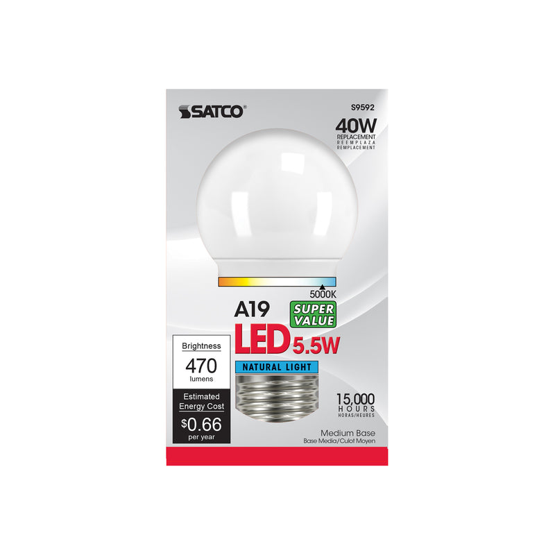 Satco S8745 LED R20 Light Bulb, 8W, 920L, 2700K, 50000 Hour Rating, Warm White