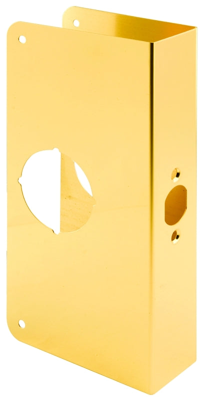 Prime-Line Defender Security U 9550 1-3/4 In. x 9 In. Thick Solid Brass Lock and Door Reinforcer, 2-1/8 In. Single Bore, 2-3/8 In. Backset (Single Pack)