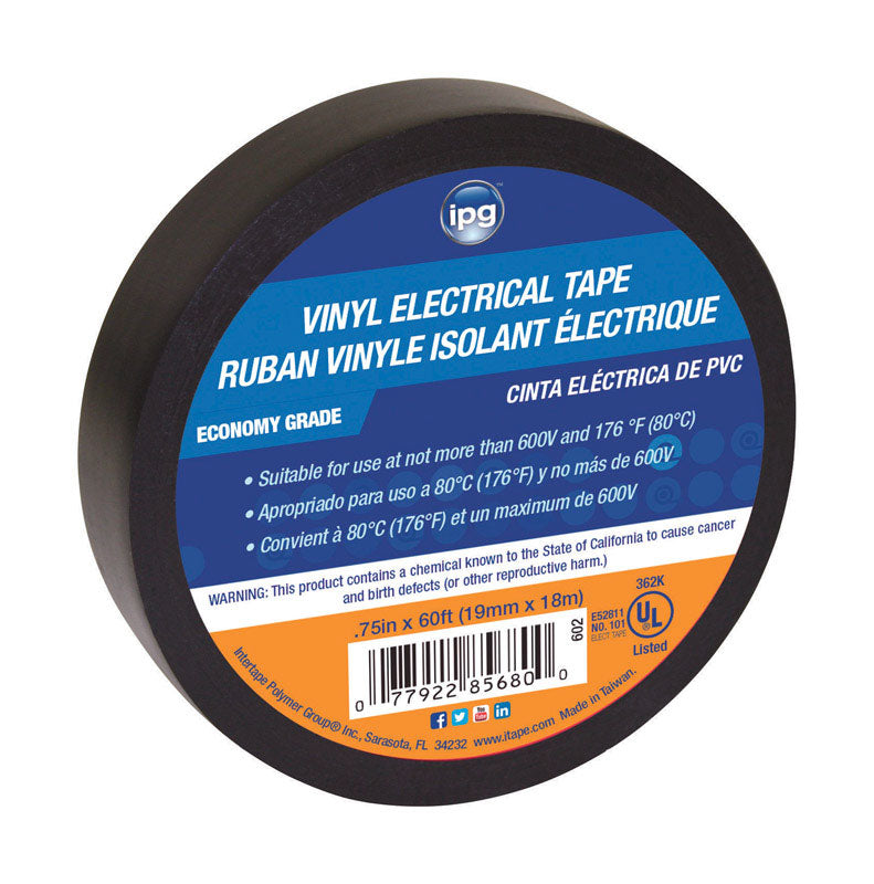 IPG .75 in. W x 60 ft. L Black Vinyl Electrical Tape