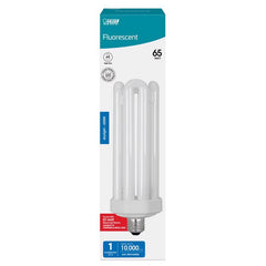 Feit Electric CFL Quad Tube Light Bulb, 300W Equivalent, E26 Base with Mogul Base Adapter, 65-Watt CFL Light Bulb for Residential & Commercial Use, 6500K Daylight, 10,000-Hour Lifespan, PLF65/65/G2