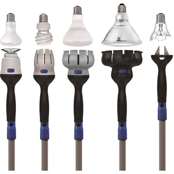 Unger 977001 Universal Lightbulb Changer Kit with 11' Telescopic Pole and 5 Attachments, 1 Count(Pack of 1), Plastic, White