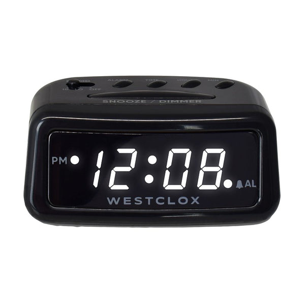 Westclox Digital LED Alarm Clock - Large Display, Electric with Battery Backup, Snooze Function, Dimmable Brightness, Compact for Home & Office (Black) 71084