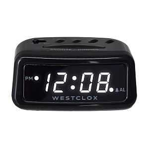 Westclox Digital LED Alarm Clock – Large Display, Electric with Battery Backup, Snooze Function, Dimmable Brightness, Compact for Home & Office (Black)