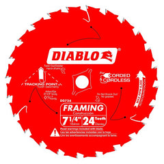 Freud Diablo D0724A 7-1/4in 24T ATB Framing Saw Blade 5/8in & Diamond Knockout Arbor