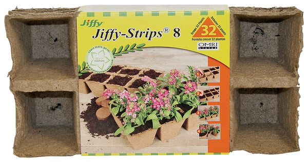 Jiffy, 4 Pack, 2-1/2'' Square Peat Strips, 32 Pots. JS32
