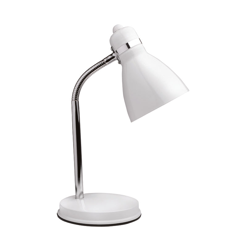 Newhouse Lighting Oxford White Metal Flexible LED Goose Neck Lamp for Desk or Table with 1 Free 6-Watt LED Bulb Included