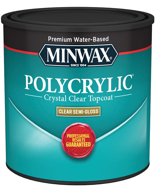 1/2 pt Minwax 24444 Clear Polycrylic Water-Based Protective Finish Semi-Gloss
