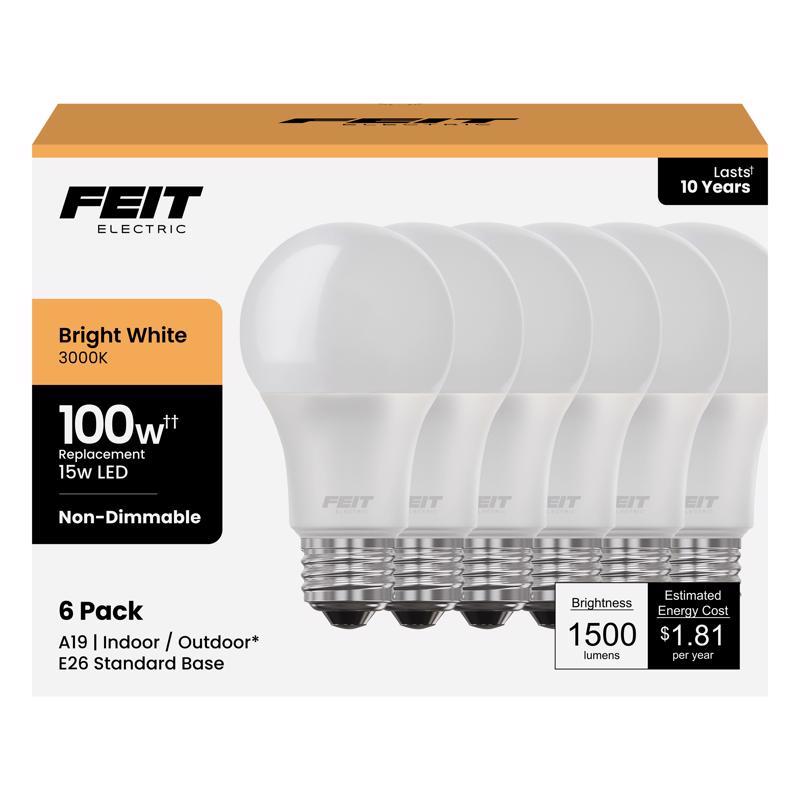 Feit Electric A1600/930/10kled/6 A19 Non-dimmable Led Bulb, White, 16 Watts