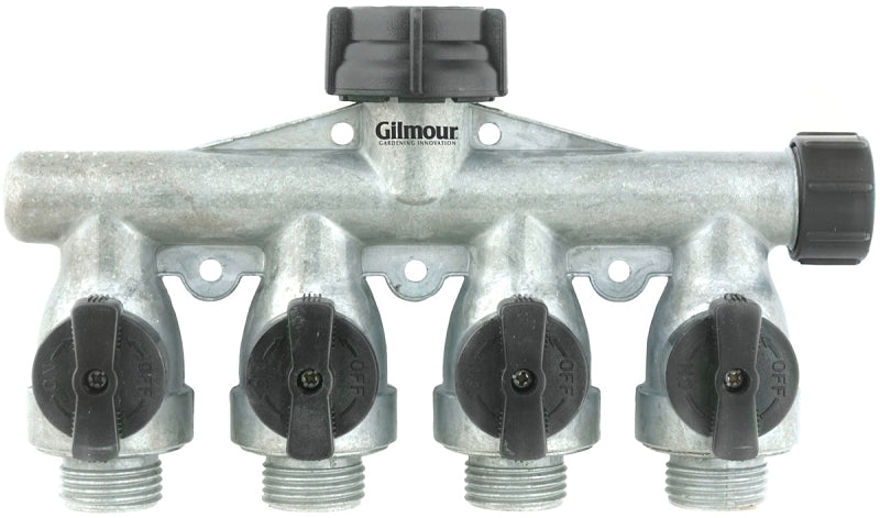 Gilmour Full Flow Aluminum Four Way Connector AY4FFM, 4- Way Connector
