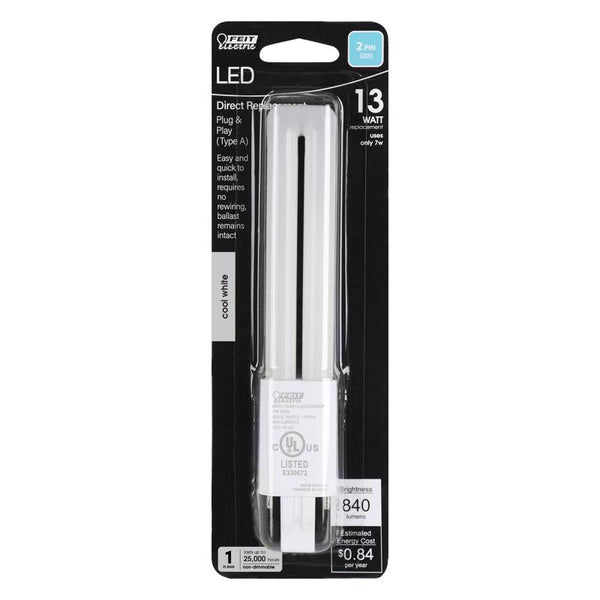 Feit Electric 3934114 6.9 in. PL13 GX23 LED Bulb 13W Equivalence Cool White BPPL13841LEDG2