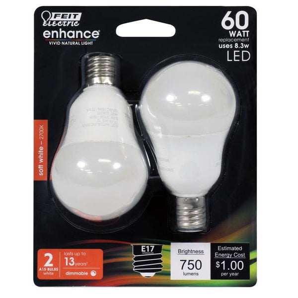 Feit Electric LED A15 E17 Sw 60W 2PK BPA1560N/927CA2