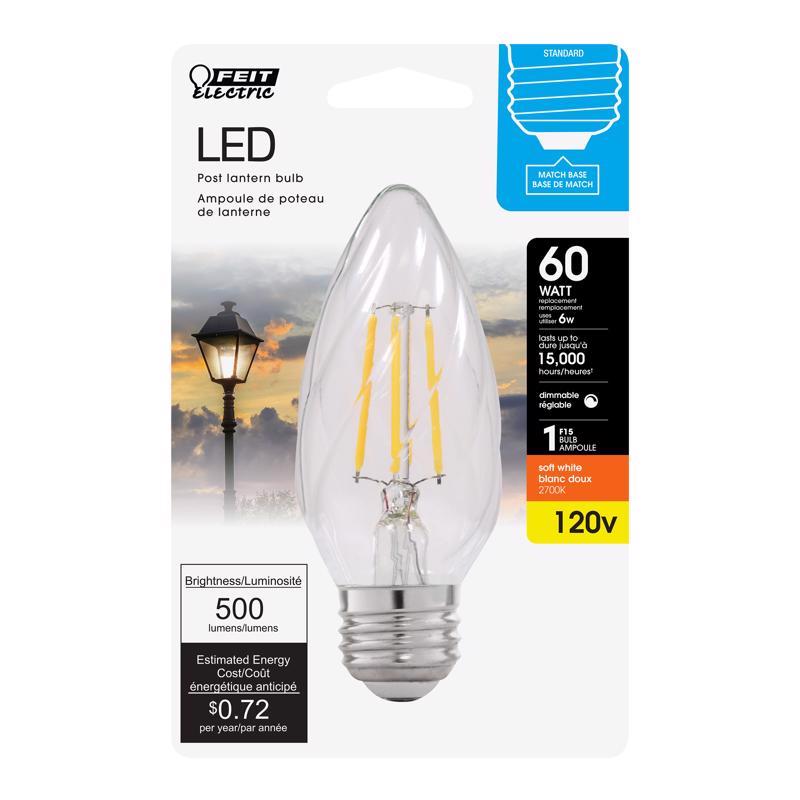 Feit Electric 25695 - BPF1560/827/FILED Decorative Chandelier Antique Filament LED Light Bulb