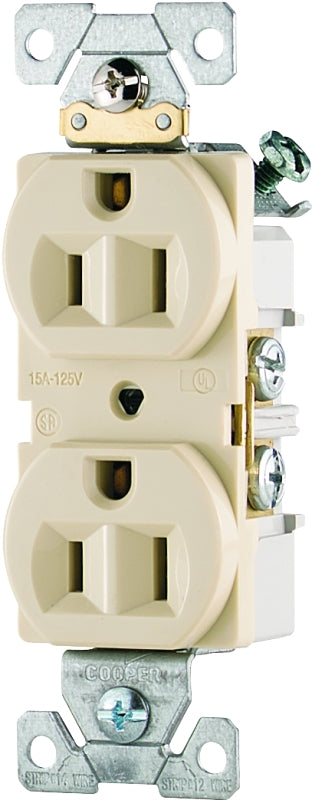 EATON Wiring CR15V-SP-L Commercial Grade Straight Blade Duplex Receptacle with 15-Amp, 125-Volt, 5-15-NEMA Rating, Ivory