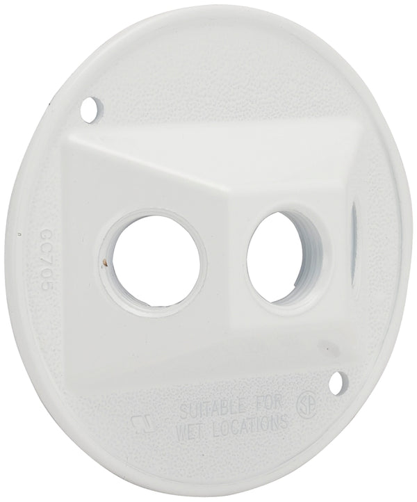 Hubbell-Raco 5197-1 Round Cluster Cover, for Use with Weatherproof Boxes, Die Cast Zinc, Powder Coated, 4-Inch, White