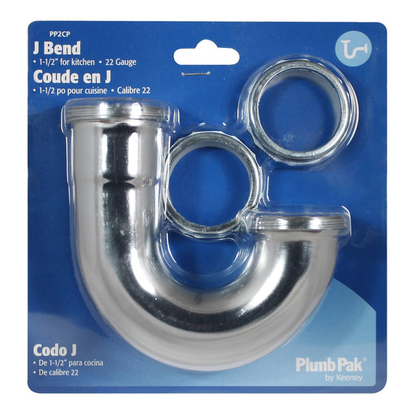 Plumb Pak PP2CP J-Bend Without Cleanout, 1-1/2 In, Brass