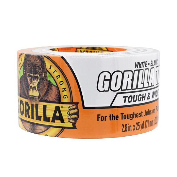 Gorilla Tough & Wide Duct Tape, 2.88" x 25 yd, White, (Pack of 1) 6025302