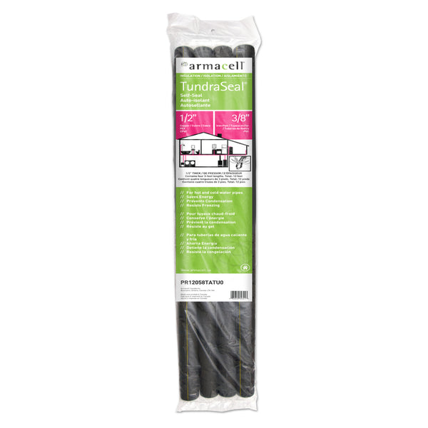 Armacell TundraSeal Self Sealing 1/2 in. x 3 ft. L Polyethylene Foam Pipe Insulation - Case of: 18;1818 PR12058TATU0