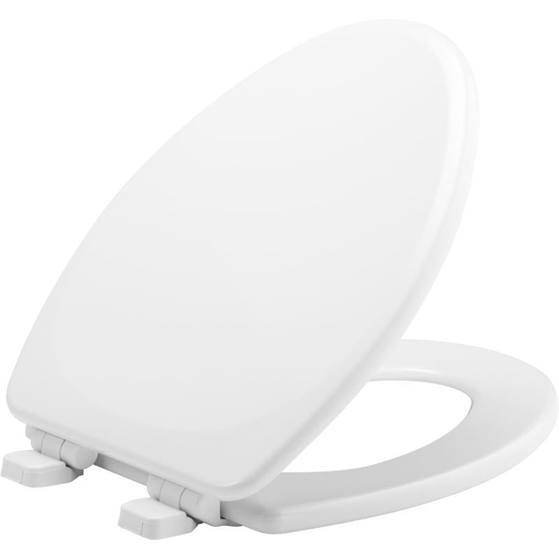 Mayfair Lannon Toilet Seat, Slow Close, Non Slip Heavy Duty Wood, Easy Install, Elongated, White