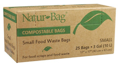 Natur-Bag Small Food Waste Compostable Bags - 3 Gallon, 25 Bags - for Food Scraps NT1075-RTL-00004