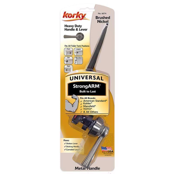 Korky Toilet Repair 6074BP StrongARM Tank Lever Universal to Fit All Tank Positions, Brushed Nickel, Simple Style