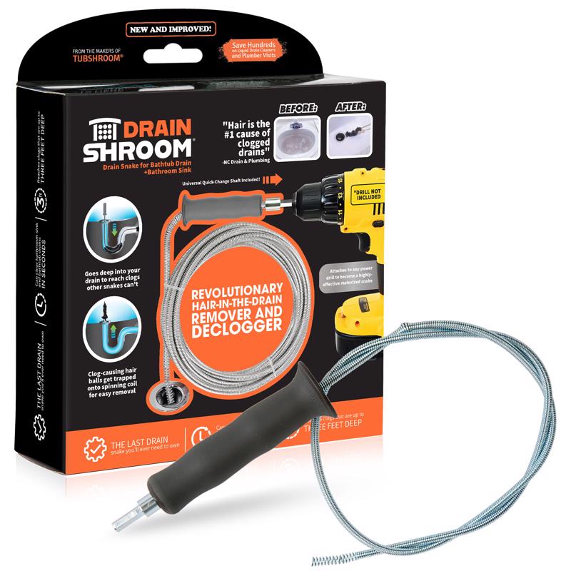 DrainShroom DSSNK070 Revolutionary Tub and Sink Snake Auger Clog Remover for Bathroom Drains, 42 Inch, Stainless