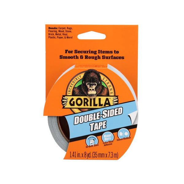 Gorilla Double-Sided Tape, 1.41" x 8yd, Gray, (Pack of 1),100925