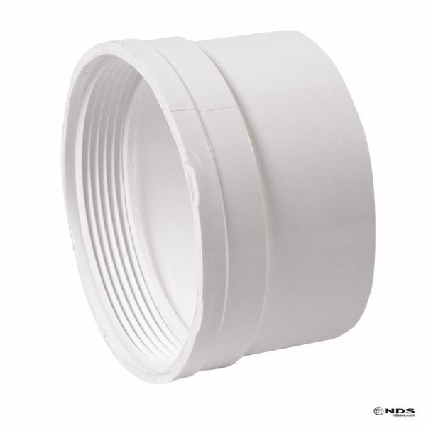 Plastic Trends NDS 4P11 PVC S&D Female Cleanout Adapter, 4-Inch, Hub X FPT Connection, for use with 4-Inch Sewer and Drain Pipe and 4-Inch MPT Cleanout Plug, White