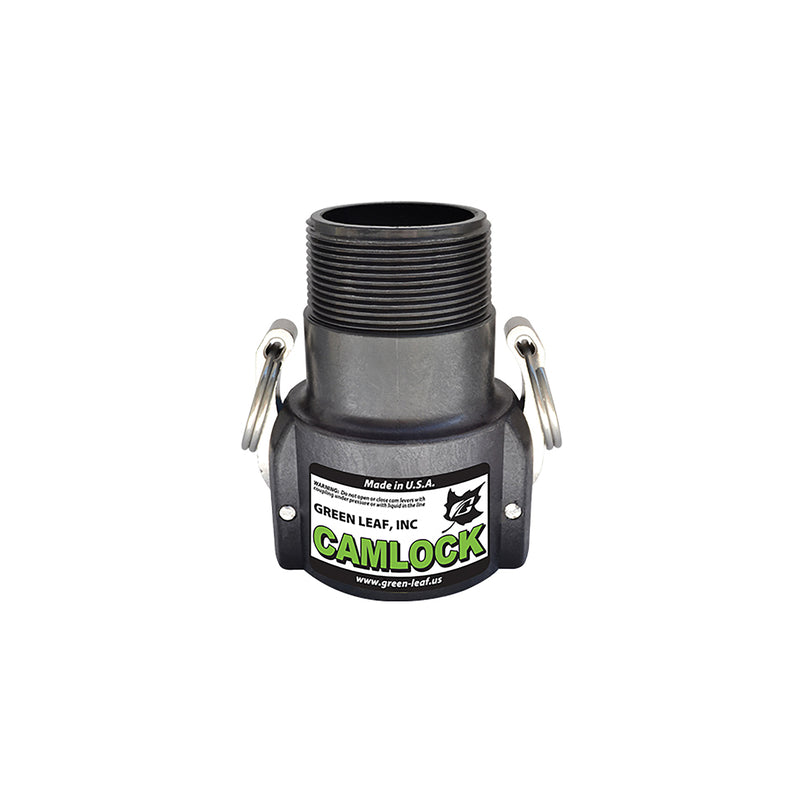 Green Leaf GLP 200 B NL Series Polypropylene Gator Lock Cam Lever Coupling, Non-Locking, 2 Inc Female Coupler/Male Thread
