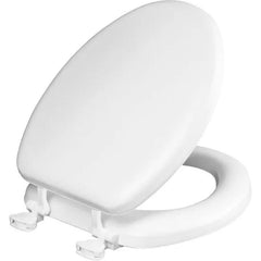 Mayfair Padded Toilet Seat, Cushioned Soft Vinyl over Wood Core Seat, Secure Hinges, Easy Clean, Elongated, White 115EC 000