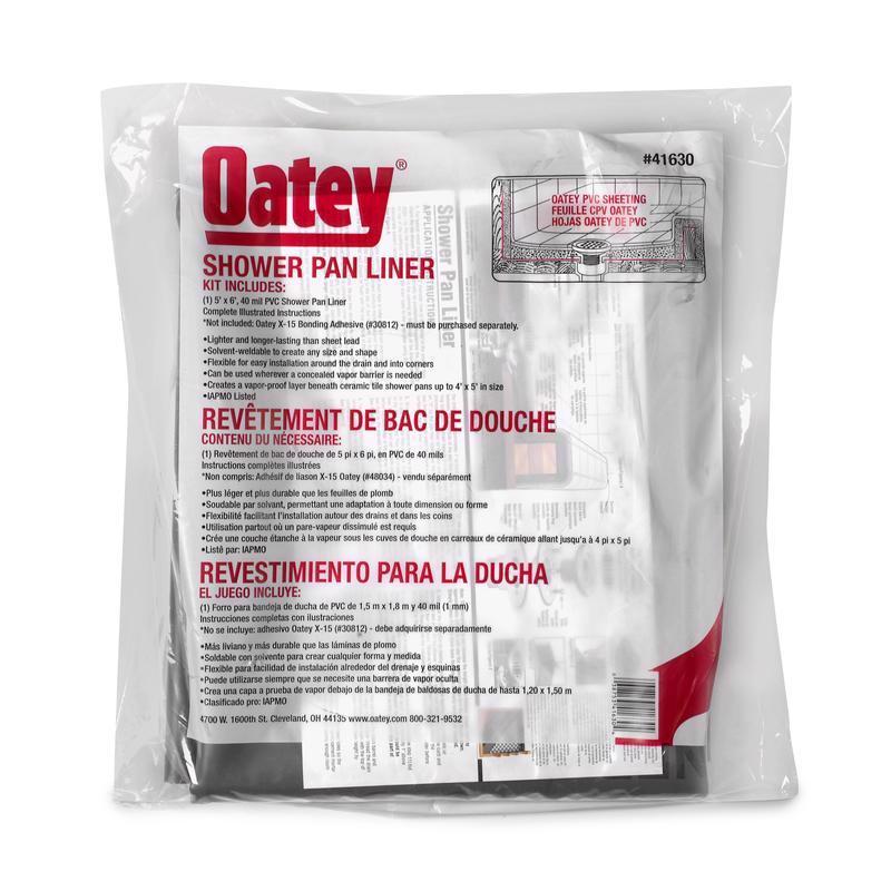 Oatey 72 in. H x 60 in. W Gray Rectangle PVC Shower Pan Liner