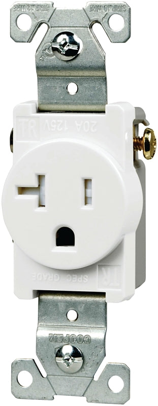 EATON TR1877W-BXSP 20-Amp 125V Heavy-Duty Grade Straight Blade Single Receptacle, 5-20R Nema Rating, White