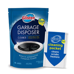 Glisten Garbage Disposer Cleaner and Freshener, Sink Disposal Odor Eliminator with Foaming Action, Lemon Scent, 4 Packets DP06N-PB