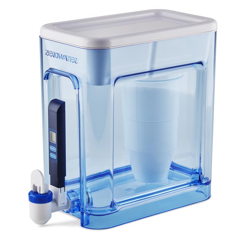ZeroWater 22-Cup Ready-Read 5-Stage Water Filter Pitcher Dispenser with 5-Stage 0 TDS Zero Water Filter – IAPMO Certified to Reduce Metals, Chlorine, Lead, Chromium, and Forever Chemicals PFOA/PFOS