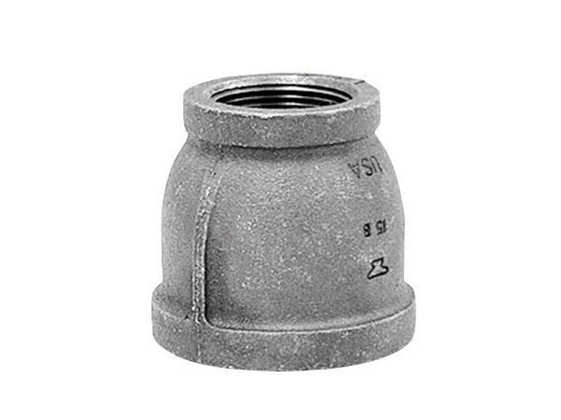 Anvil 8700134102, Malleable Iron Pipe Fitting, Reducer Coupling, 1/2" x 1/8" NPT Female, Black Finish