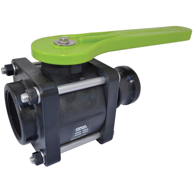 Green Leaf VF204FP Polypropylene Bolted Ball Valve, Full Port, 2" NPT Female